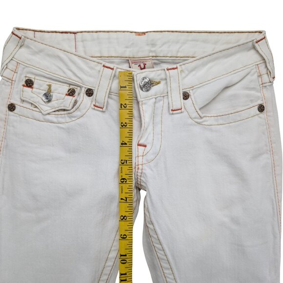 Vtg True Religion Joey Flare Jeans Womens White Ultra Low Rise Y2K Denim Size 27 - Picture 8 of 11